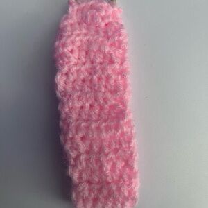 Handmade Pink Crochet wristlet key chain